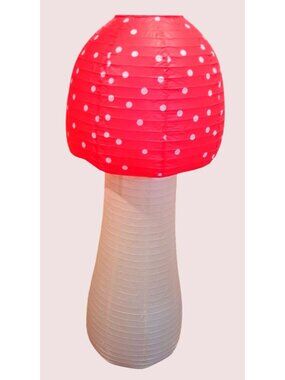 Huge 4ft Tall Urban Outfitters Mushroom-Shaped Red White Polka Dot Paper Lantern